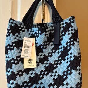 Wildfox Black and Light Blue Checkered Tote